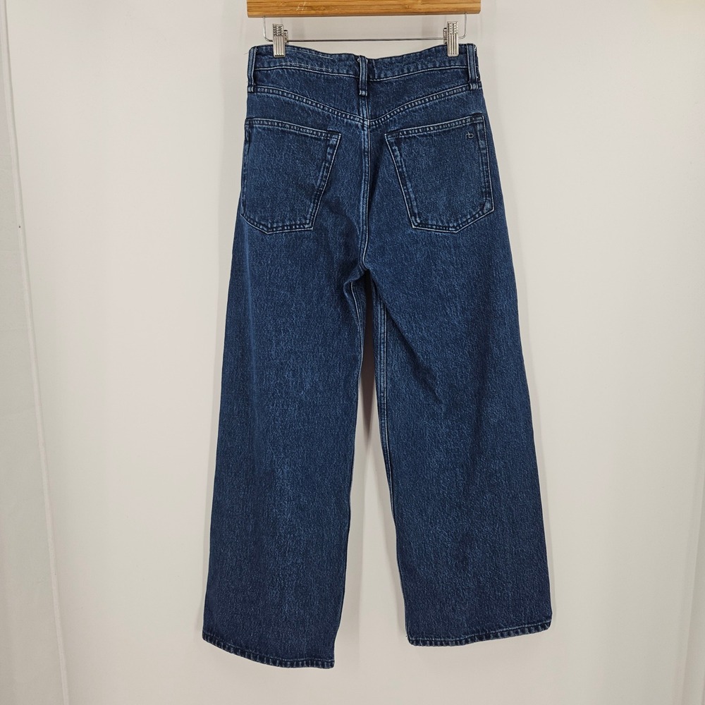 Rag & Bone Andi Wide-leg Jeans Blue Dark Wash High-rise Ankle Baggy Denim Sz 26 - Picture 5 of 9